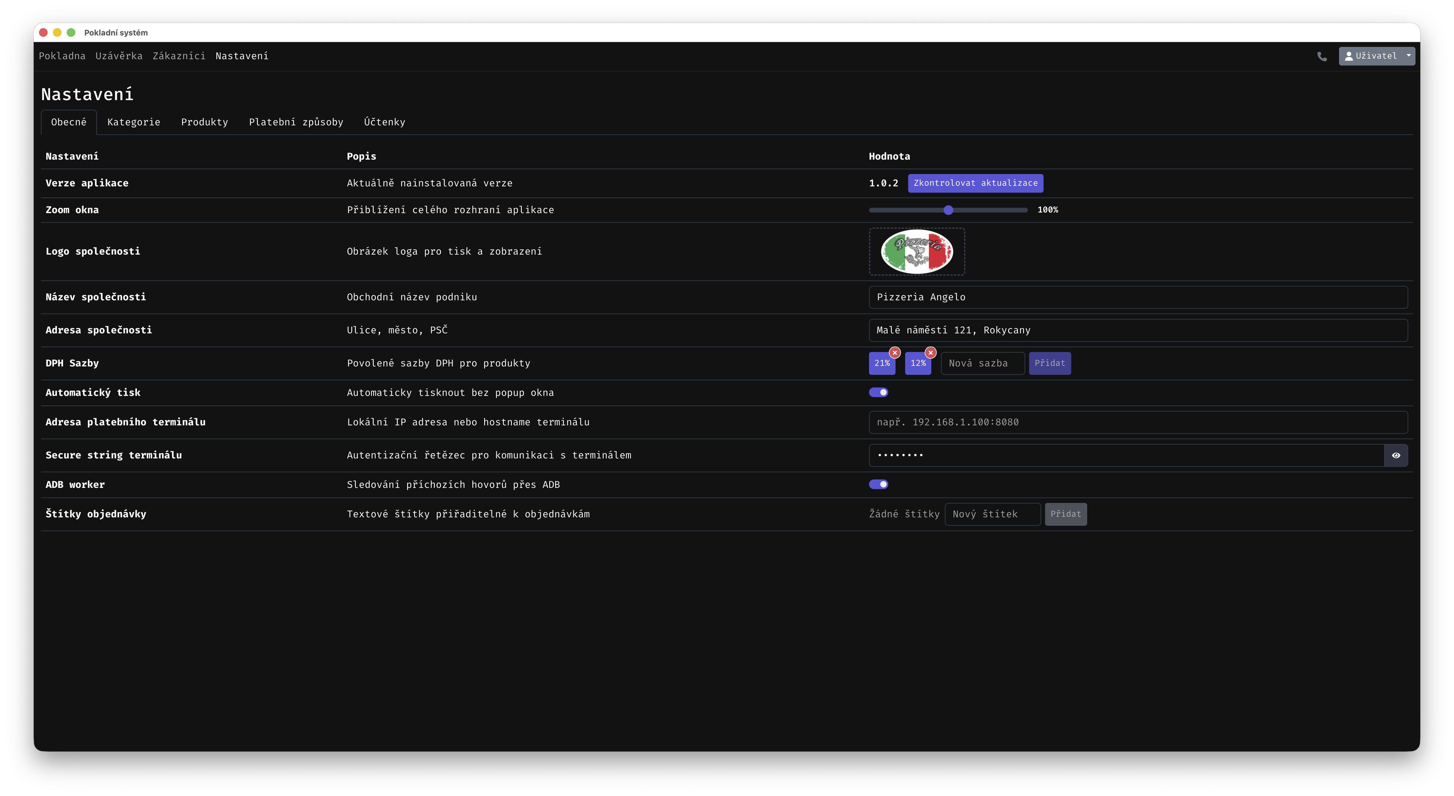 Pokladní systém — ukázka 3